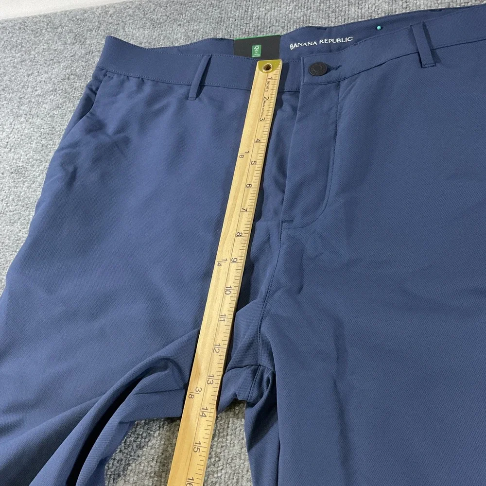 Banana Republic Mens Flat Front Performance Pants Navy Blue 38x32 New